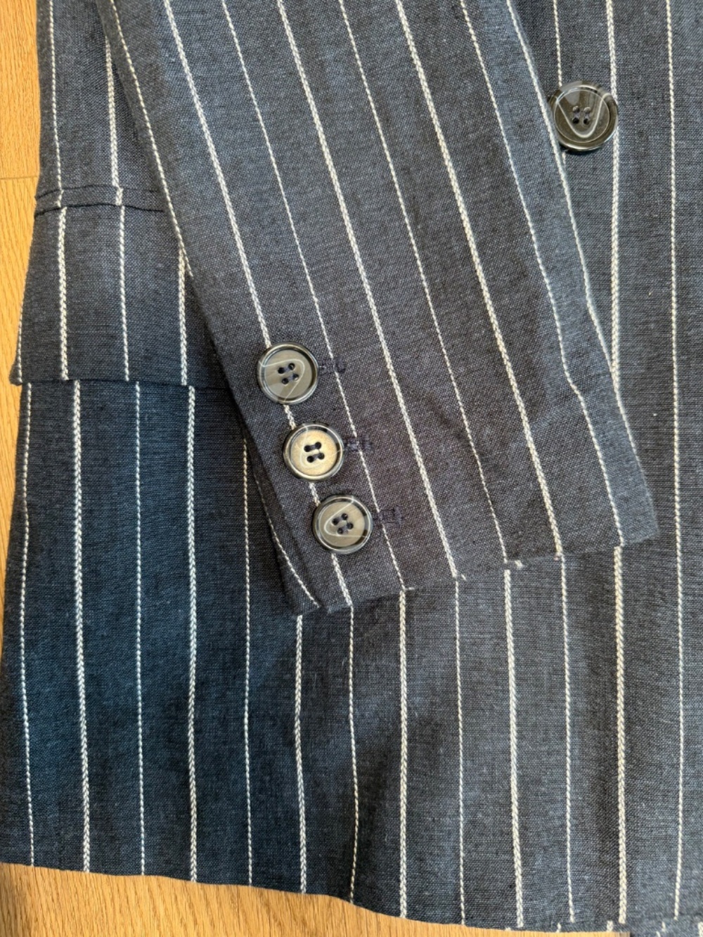 FREE PEOPLE Navy and White Pinstripe Ashby Blazer - Picture 9 of 10